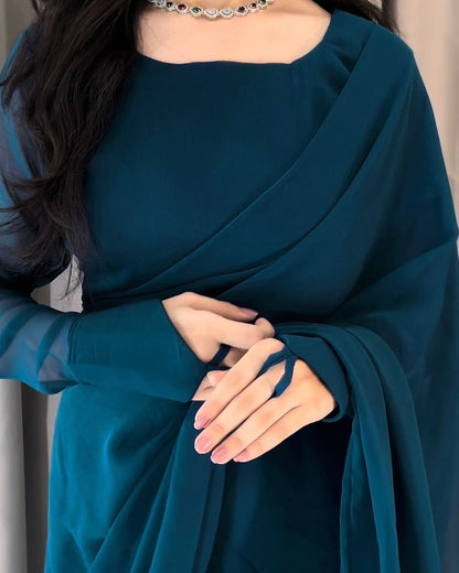 ET-OCEAN TEAL-SAREE