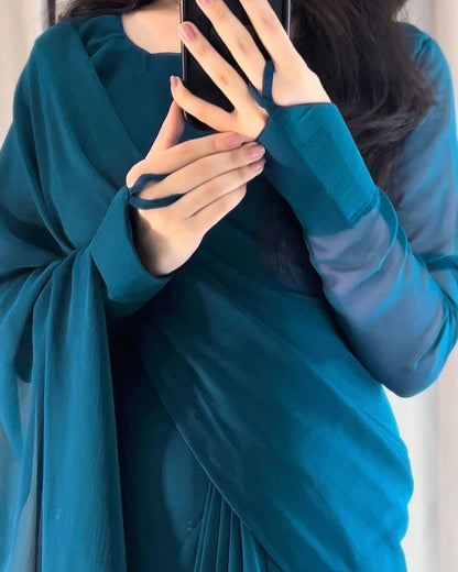 ET-OCEAN TEAL-SAREE