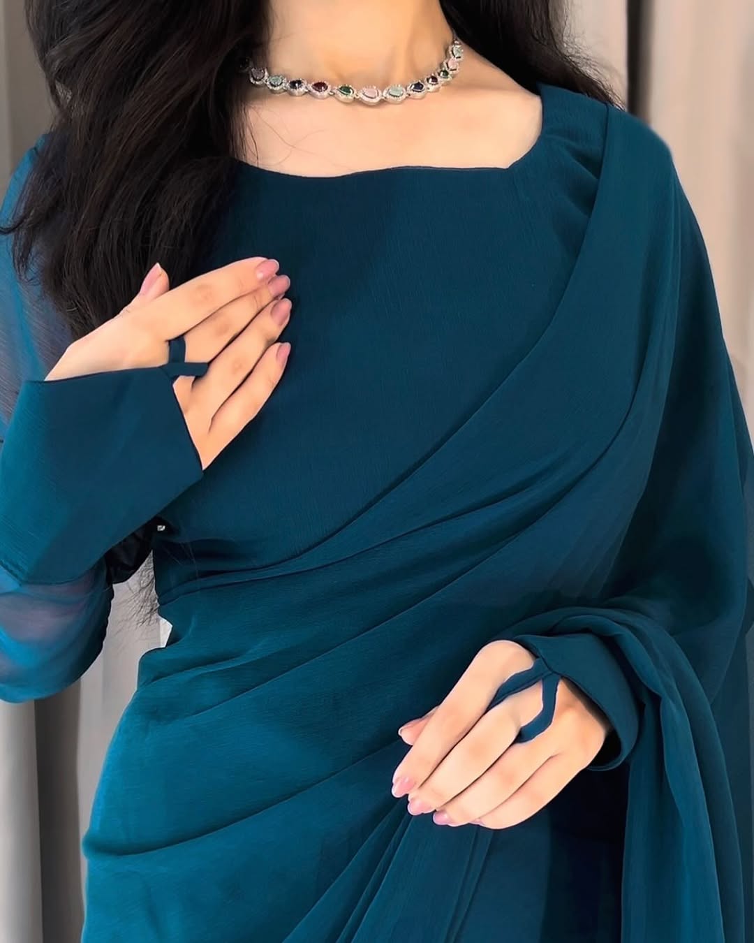 ET-OCEAN TEAL-SAREE